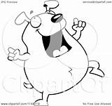 Chubby Dancing Dog Happy Clipart Cartoon Outlined Coloring Vector Cory Thoman Royalty sketch template