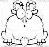 Goat Surprised Clipart Cartoon Chubby Goofy Outlined Coloring Vector Smiling Thoman Cory Royalty Regarding Notes Clipartof sketch template