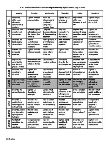 chemistry aqa revision timetable  trilogy triple