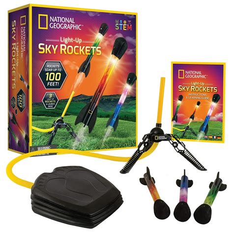 national geographic air rocket toy ultimate led rocket launcher  kids stomp  launch