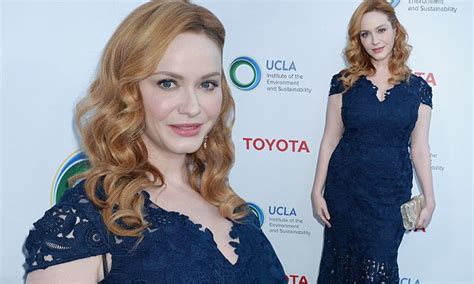 Christina Hendricks Is A Flawless Beauty In Navy Frock Daily Mail Online