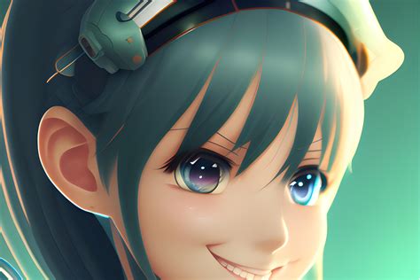 3d Anime Style Hatsune Miku Policeman Armored Vest Smile 3d