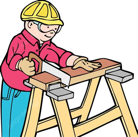 construction worker cartoon wood build vector cartoon wood build png  vector