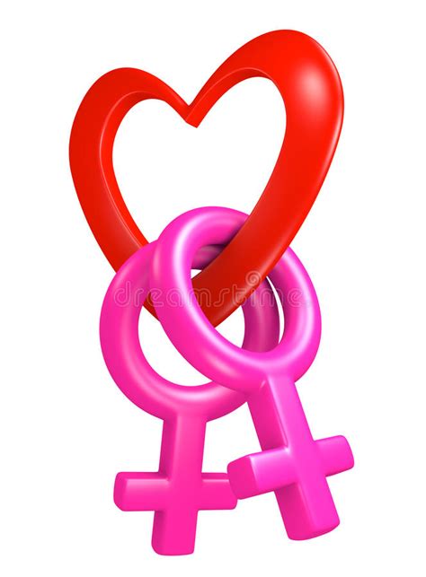 valentine heart shape connecting female gender symbols for two women stock illustration image