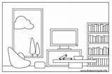 Room Coloring Blank Outline House Living Parts Pages Template sketch template