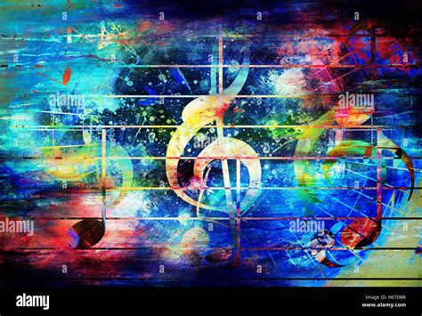 Beautiful Abstract Colorful Collage With Music Notes And
