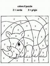 Numeri Coi Colora Rinoceronte sketch template