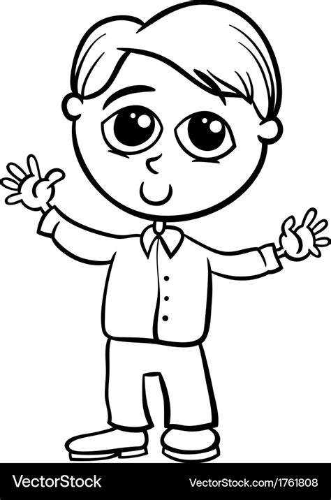 cute boy cartoon coloring page royalty  vector image