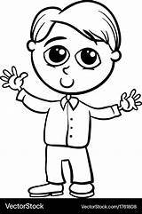 Boy Coloring Cartoon Cute Vector Royalty Vectorstock sketch template