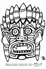Mayas Mascaras Mascara Maya Maia Máscara Máscaras Manualidadesinfantiles Caretas Aztecas Prehispanicos Tatuajes Tudodesenhos sketch template