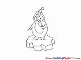Winter Penguin Colouring Coloring Pages Sheet Title sketch template