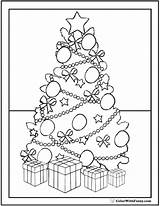 Coloring Christmas Tree Pages Pretty Print Ornaments Trees Snow Colorwithfuzzy sketch template