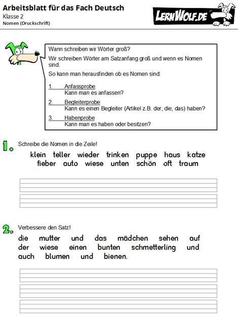 uebungen deutsch klasse  kostenlos zum  lernwolfde