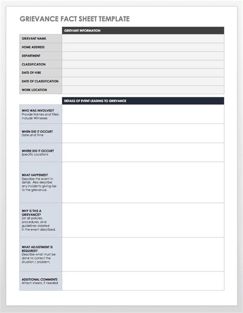 grievance form templates smartsheet
