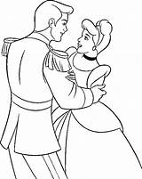 Cinderella Coloring Pages Princess Prince Disney Dancing Everyone Via sketch template