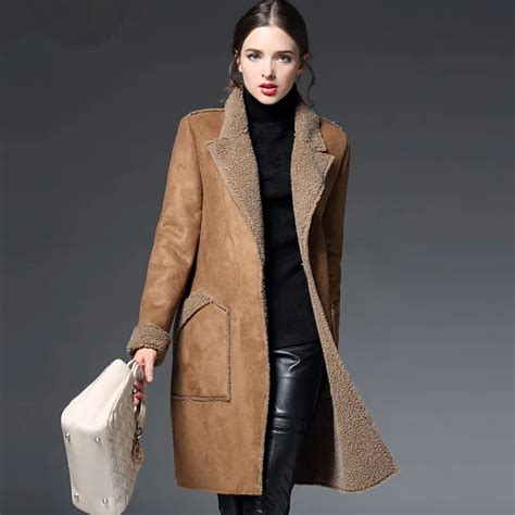 manteau femme winter jacket women suede lambs wool coat thick cotton padded maxi coats long