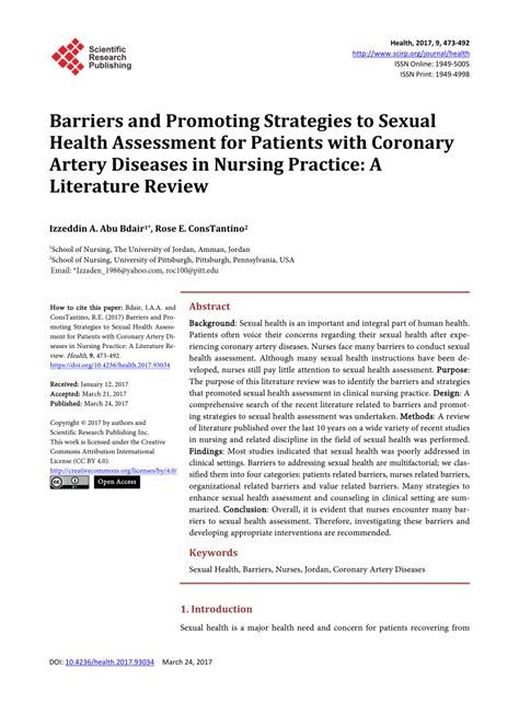 Pdf Barriers And Promoting Strategies To Sexual Health Assessment For