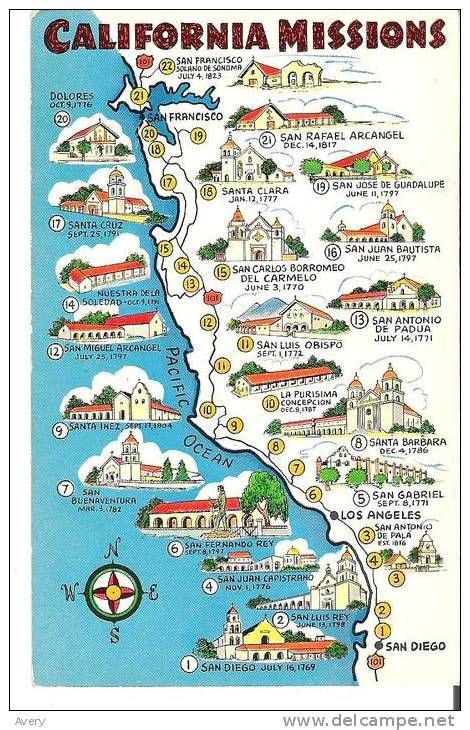 map  california missions built     california