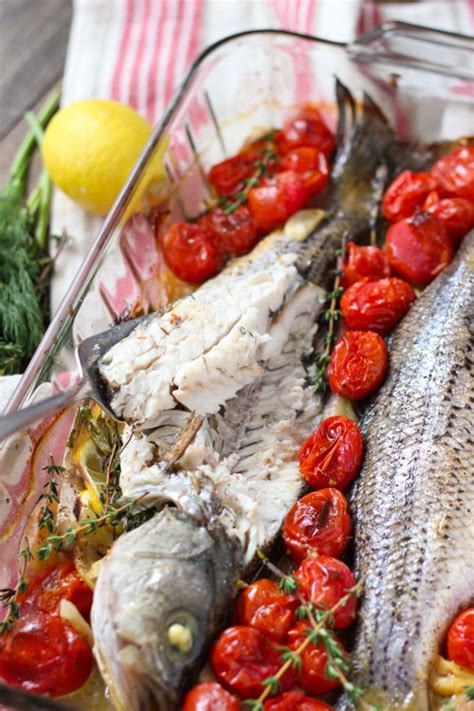 Whole Roasted Striped Bass With Tomatoes And Herbs Olga S Flavor Factory