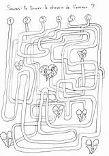 Labyrinths Coloring Kids Pages Color Path Few Details Children Hearts Print Theme Justcolor sketch template