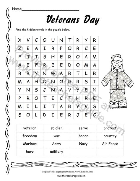 veterans day word search  printable