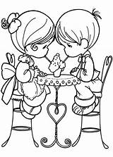 Coloring Pages Precious Moments Boy Girl Valentines Couples Wedding Drawing Drawings Valentine Printable People Hugging Children Clipart Hands Holding Colouring sketch template