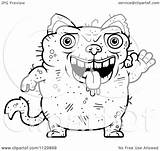 Ugly Cat Waving Outlined Clipart Cartoon Coloring Vector Thoman Cory Royalty sketch template