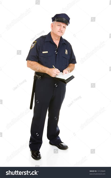 Police Officer In Uniform With His Citation Book Full