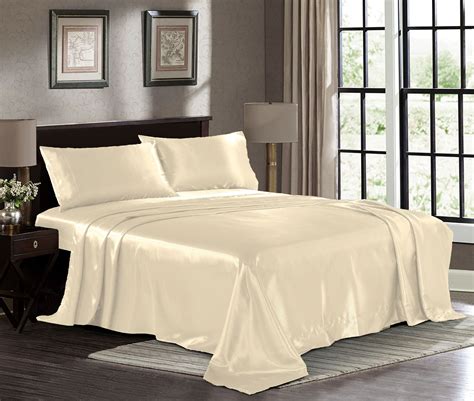 ultra soft silky satin bed sheet set  pillowcase fresh linen