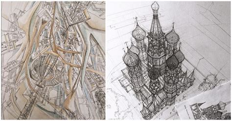beautiful architectural sketches show hand drawing  alive