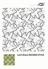 Escher Krokotak Tessellations Peintre Arte Plastique Bezoeken Progressive Salvato sketch template