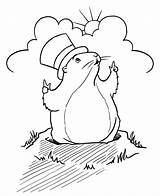 Groundhog Coloring Pages Printable Drawing Clipart Sheets Kids Line Print Happy Ground Hog Hat Cartoon Preschool Colouring Library Clip Drawings sketch template