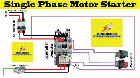 single phase motor starter engineers commonroom electrical circuit diagram youtube