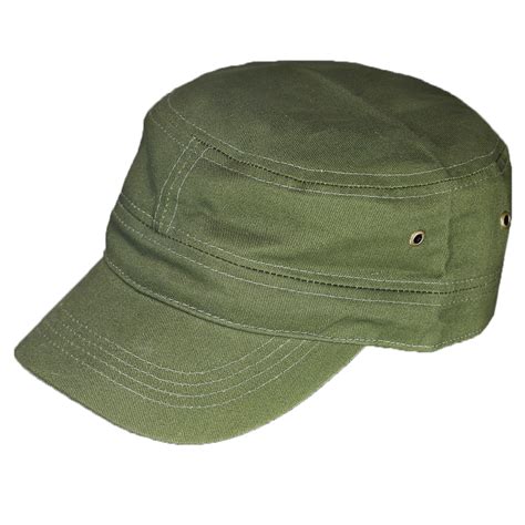 classic plain vintage army military cadet style cotton cap hat adjustable ebay