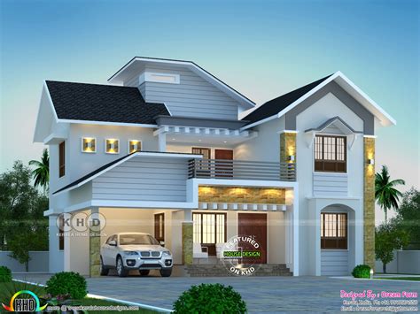 sq ft  bedroom mixed roof house architecture   kerala house design architecture