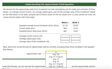 solved understanding  approximate yield equation   cheggcom