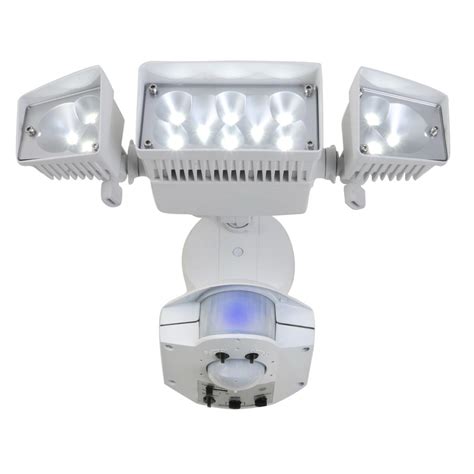 shop utilitech  degree  head dual detection zone white led motion activated flood light