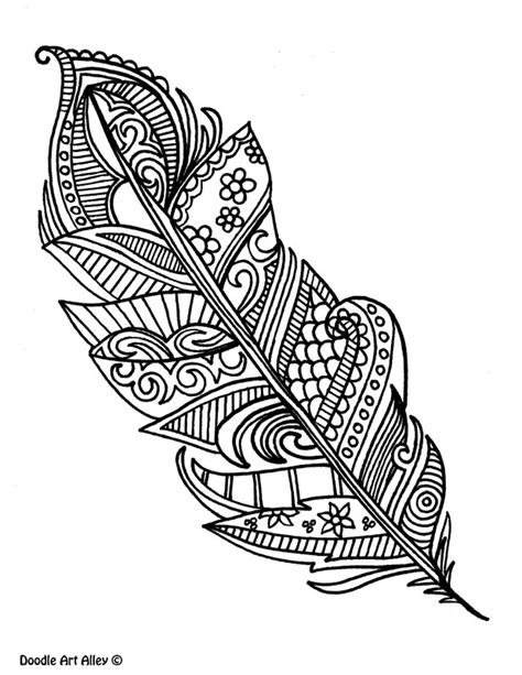 feather coloring pages doodle art alley