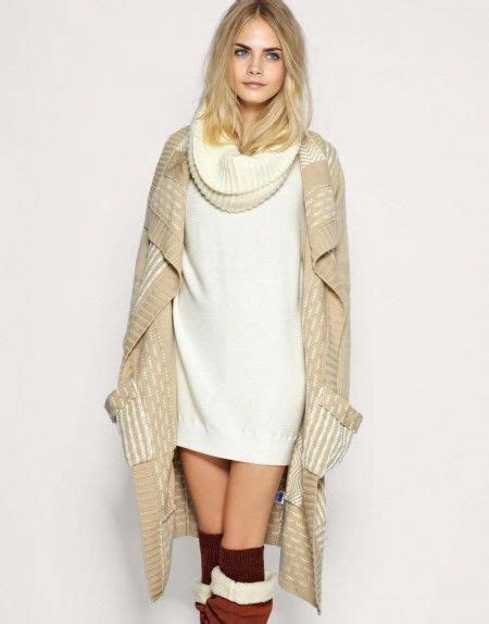 cara delevingne in beautiful knitwear white sweater dress ivory cowl collar beige long