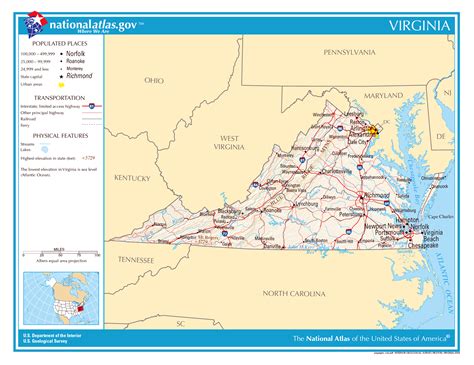 large detailed map  virginia state virginia state usa maps