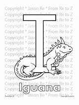 Coloring Iguana Abcs Alphabet Printable sketch template