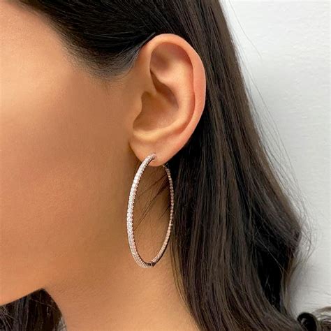 unique  large diamond hoop earrings  rose gold ct