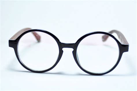 vintage wooden oversized eyeglass frames retro womens mens round rx