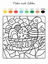 Malen Zahlen Ostern Farben Nummern Ostereier Grundschule Kostenlose Schule sketch template