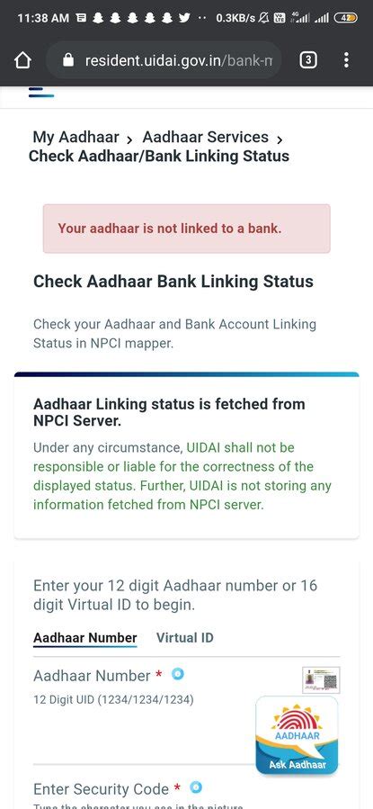 national payments corporation of india [npci] — aadhar linked with bank