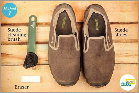 clean suede shoes remove oil water  mud stains fab
