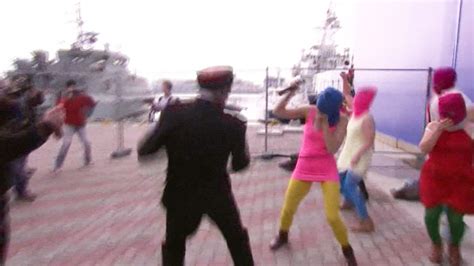 chicken wielding protesters target pussy riot in sochi