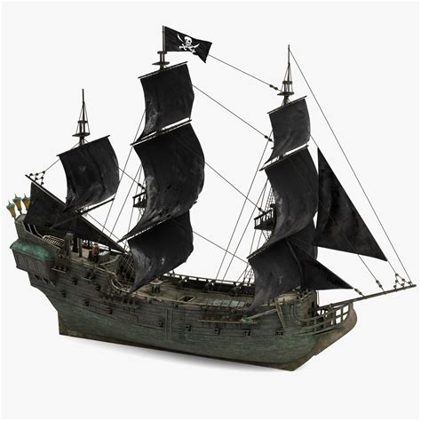 galleon sailing pirate ship black pearl  model  fbx cd freed