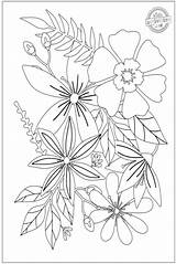Flower Coloring Pages Adults Flowers Beautiful Collage Detailed Color sketch template
