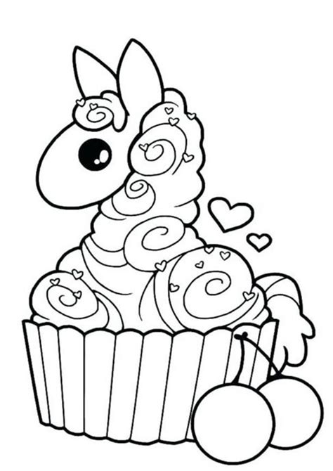 unicorn cupcake colouring  easy  print cake coloring pages